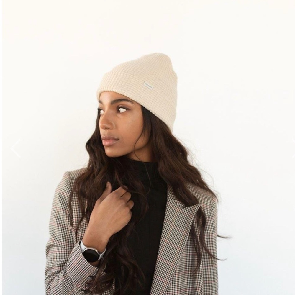 Gigi Pip waffle beanie - cream